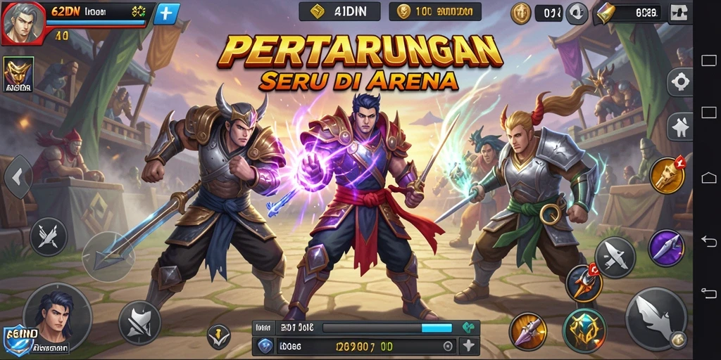 Tampilan gameplay seru pada arena pertarungan 62IDN.