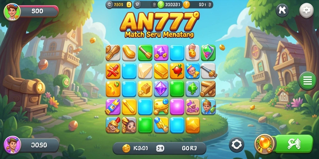 Tampilan gameplay seru dalam AN777 dengan tantangan Match-3.