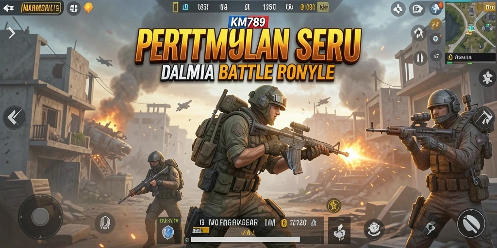 Tampilan gameplay seru dalam pertempuran KM789 Battle Royale.