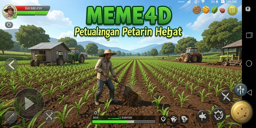 Gameplay <strong>MEME4D</strong> yang menyenangkan saat bertani dan mengelola lahan.