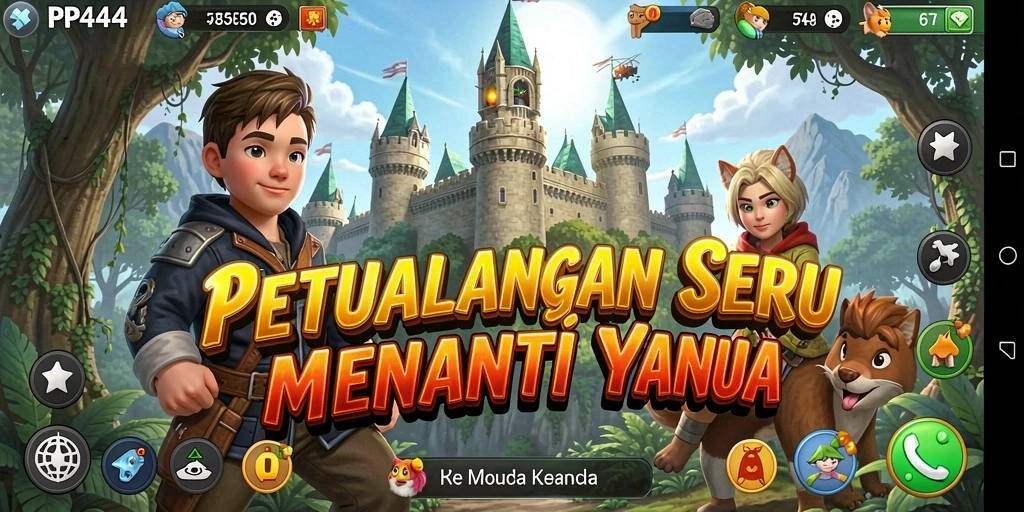 Screenshot utama PP444 yang menampilkan aksi seru dalam petualangan.