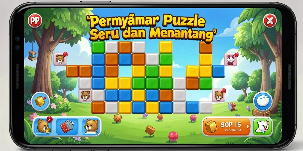 Tampilan gameplay PP7 yang menarik dan berwarna-warni.