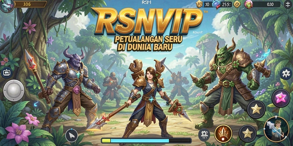 Tangkapan layar utama RSNVIP menampilkan aksi seru dalam petualangan.