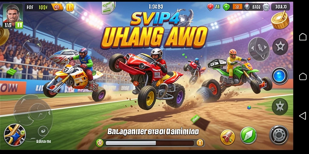 Gameplay balapan intens di SVIP4 dengan mobil dan trek menantang.