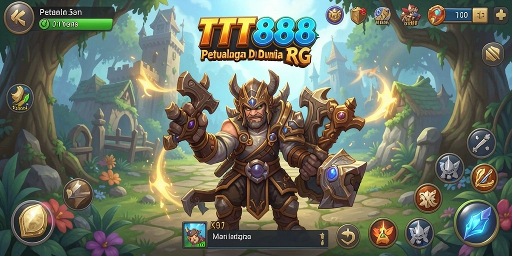 Screenshot gameplay TTT888 menampilkan pertarungan epik di dunia RPG.