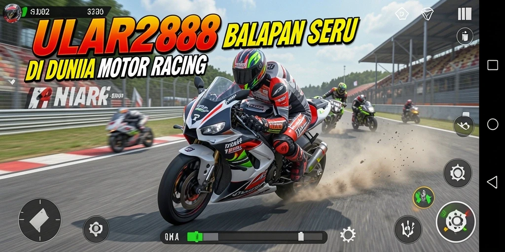 Tampilan gameplay ULAR288 dengan aksi balapan mendebarkan dan motor tercepat.