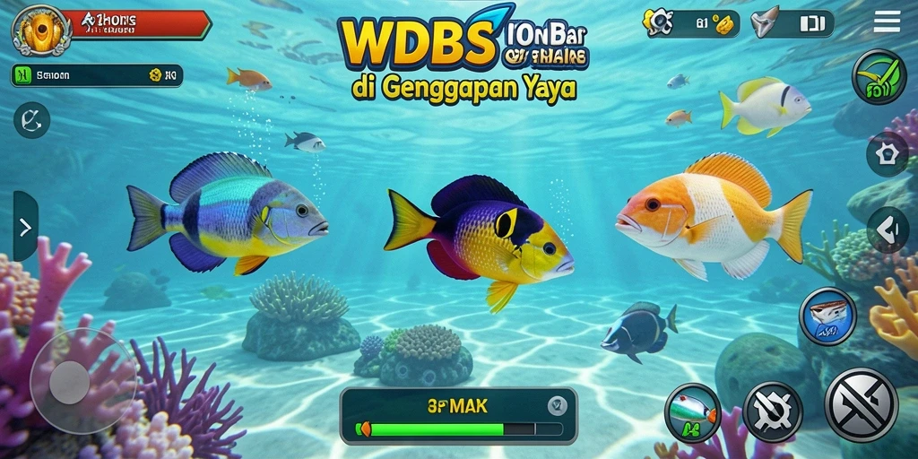 Screenshot gameplay WDBOS dengan aksi menembak ikan yang seru.