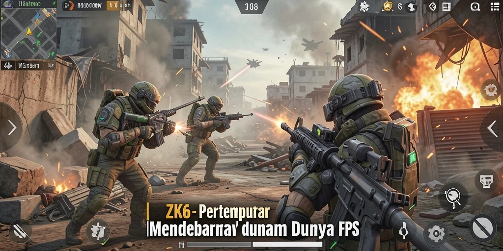 Tampilan mendebarkan dari pertempuran FPS di ZK6.